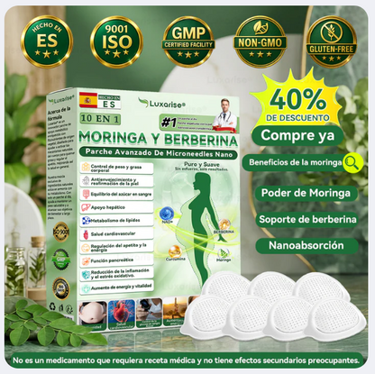 Patch Detox 10 en 1 con Moringa y Berberina Tecnología avanzada de microneedles nano | Resultados visibles en 7 días